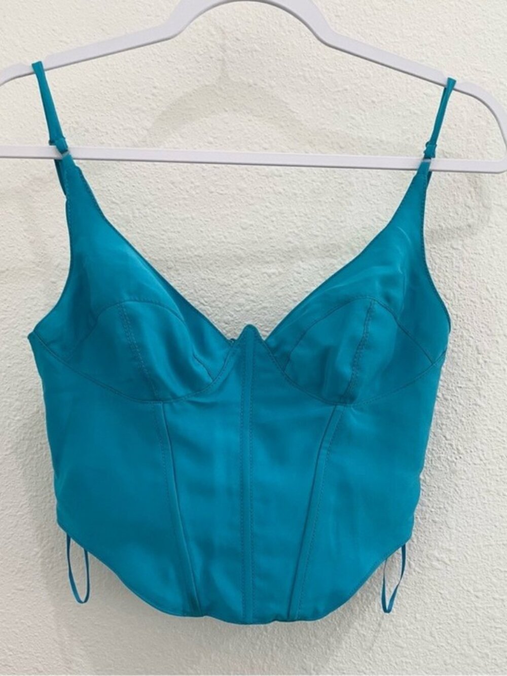 Urban Outfitters Corset with Structured Cups Stretch Blue Feminine Satin